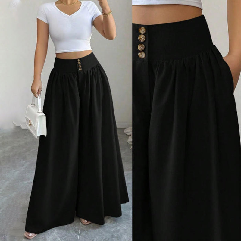 👖 ZEITLICH BEGRENZT 50% RABATT! ✨ Damen Hochbund Plissee Weites Bein Hose – Fließender Schnitt, Seitentaschen, Vielseitig 🌿