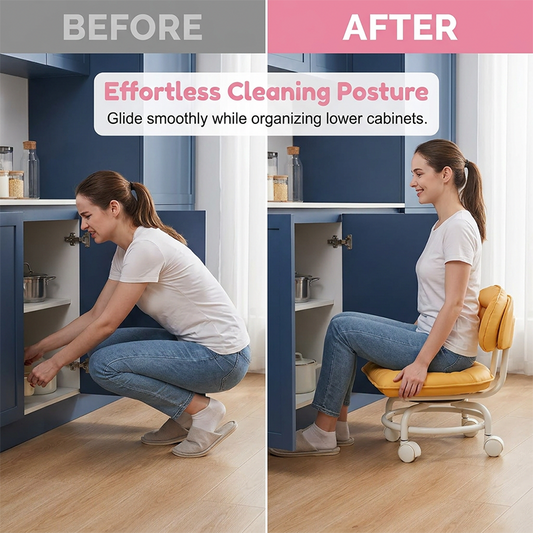 Gluschwein - 🪑 50% RABATT! ⏰ Leichter Rollhocker mit 360°-Lenkrollen – weiche Polsterung, geräuschlose Bewegung & vielseitig für Haushalt, Kinder & Entspannung 🛋️