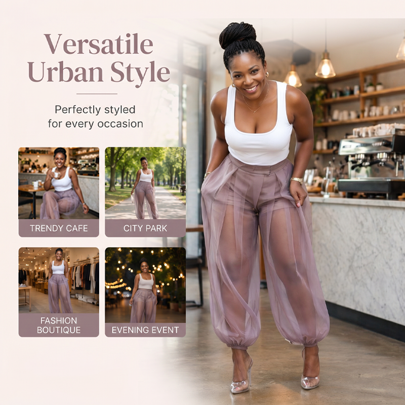 ✨Damenhose mit Mesh-Einsätzen im Laternen-Stil – luftiger Look, bequeme Passform & vielseitig – perfekt für warme Tage, Strand & Freizeit – mit stilvollen Mesh-Details