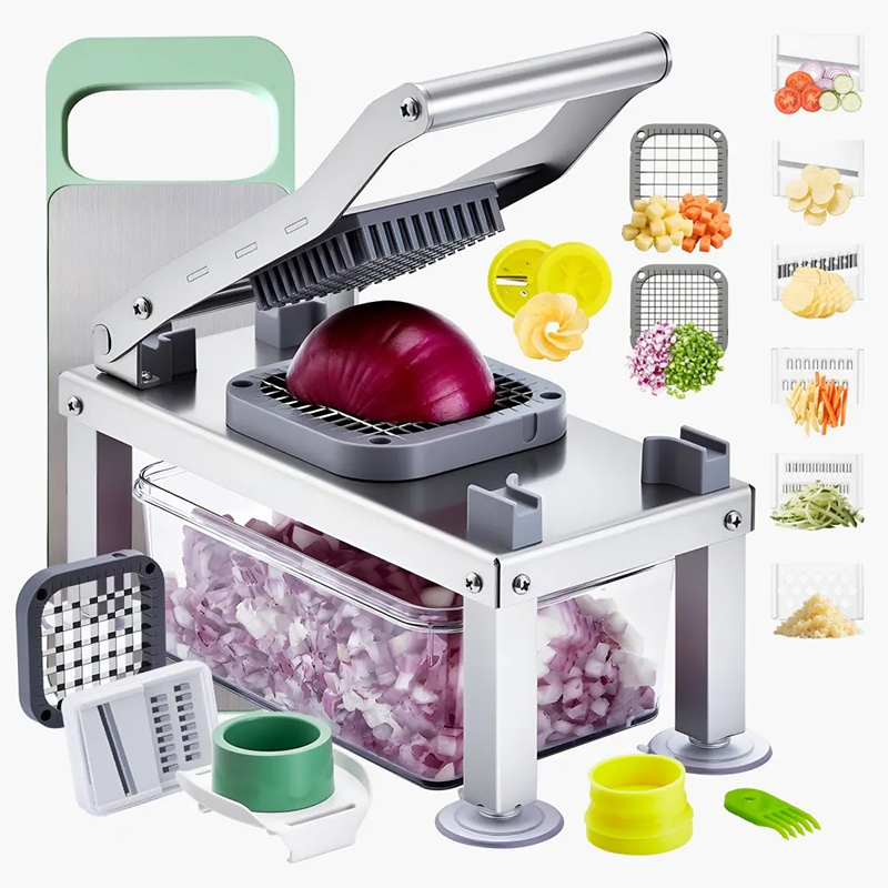 🥕 Multifunktionaler Gemüsehobel mit 8/9 Klingen & 1650 ml Auffangbehälter