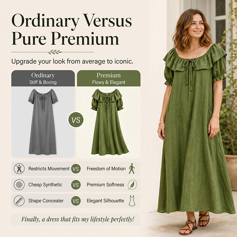 🌙 Heute um Mitternacht vorbei – verpassen Sie es nicht, sonst warten Sie ein Jahr! Maxikleid für Damen im Bohemian-Stil mit Rüschen am Ausschnitt