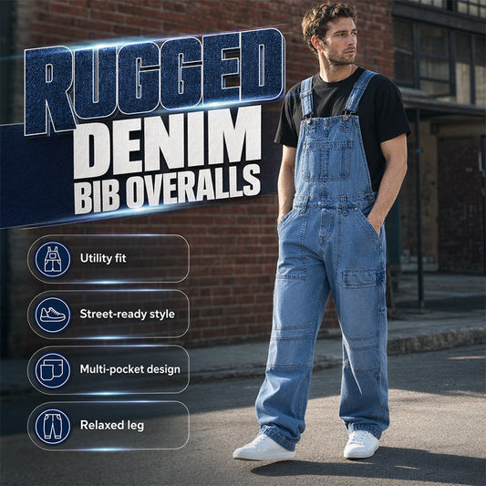 Gluschwein - 👖 Klassischer Jeansoverall für Herren mit verstellbaren Trägern