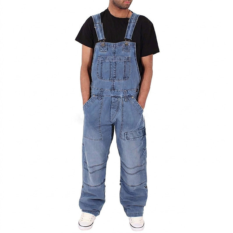 👖 Klassischer Jeansoverall für Herren mit verstellbaren Trägern