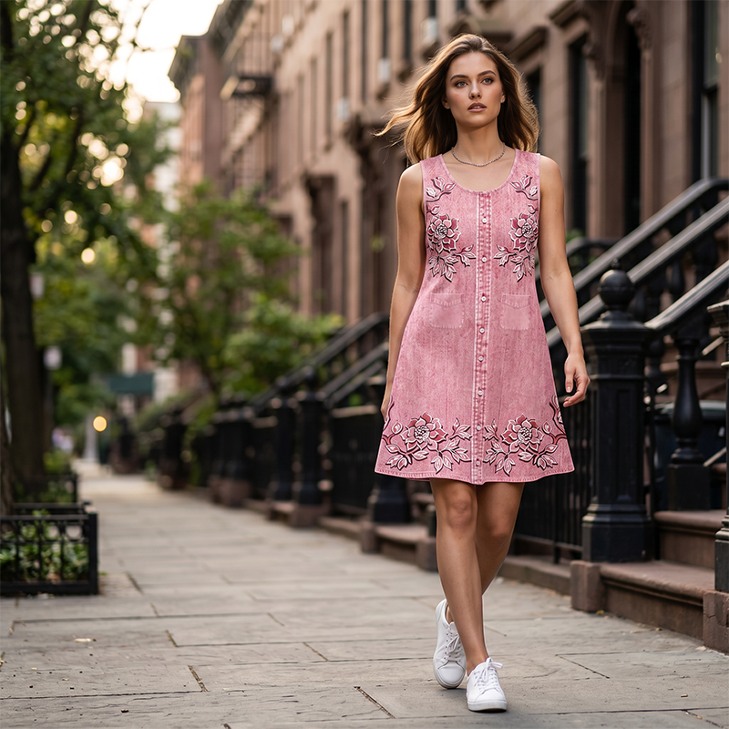 💎 Der Sommerhit 2026 – der Wahnsinn! Ärmelloses Blumenmuster-Kleid mit Knopfleiste für Damen