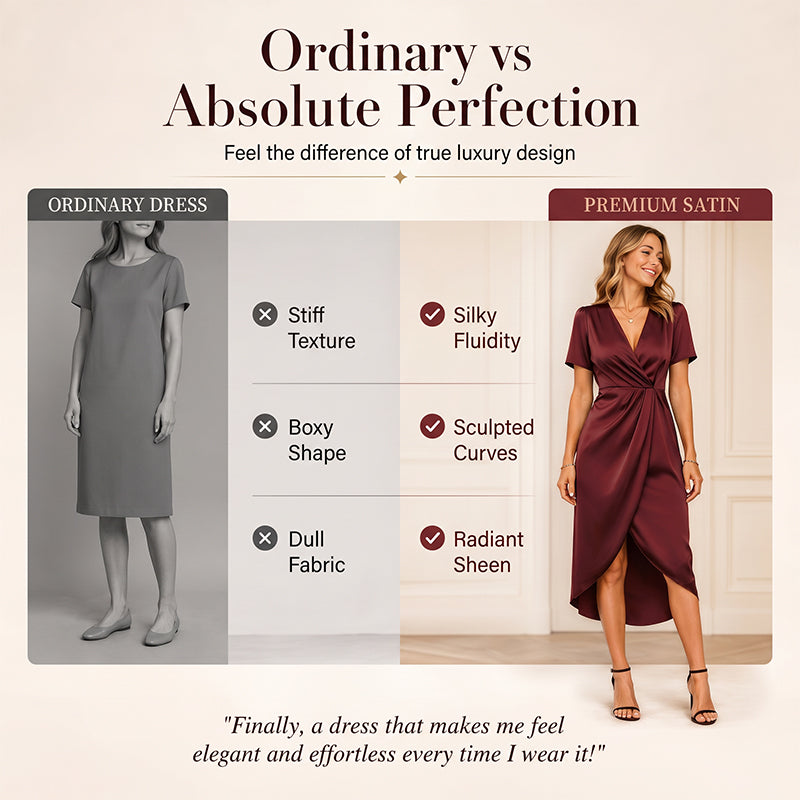 👗Asymmetrisches Wickelkleid für Damen mit kurzen Ärmeln und V-Ausschnitt