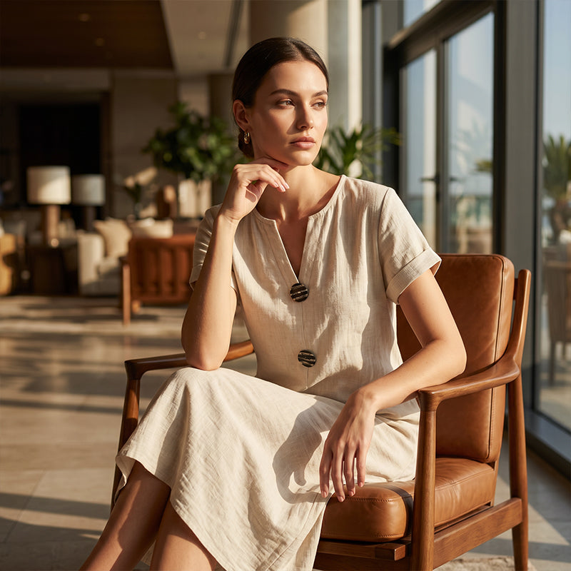 👗 Lässiges V-Ausschnitt-Kleid für Damen – schmeichelhafter Schnitt, leichter Stoff & vielseitig – perfekt für warme Tage, Strand & Freizeit