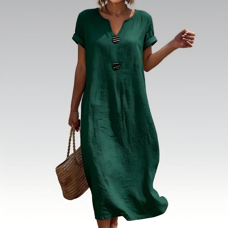 👗 Lässiges V-Ausschnitt-Kleid für Damen – schmeichelhafter Schnitt, leichter Stoff & vielseitig – perfekt für warme Tage, Strand & Freizeit