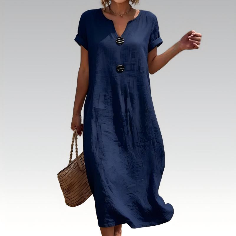 👗 Lässiges V-Ausschnitt-Kleid für Damen – schmeichelhafter Schnitt, leichter Stoff & vielseitig – perfekt für warme Tage, Strand & Freizeit