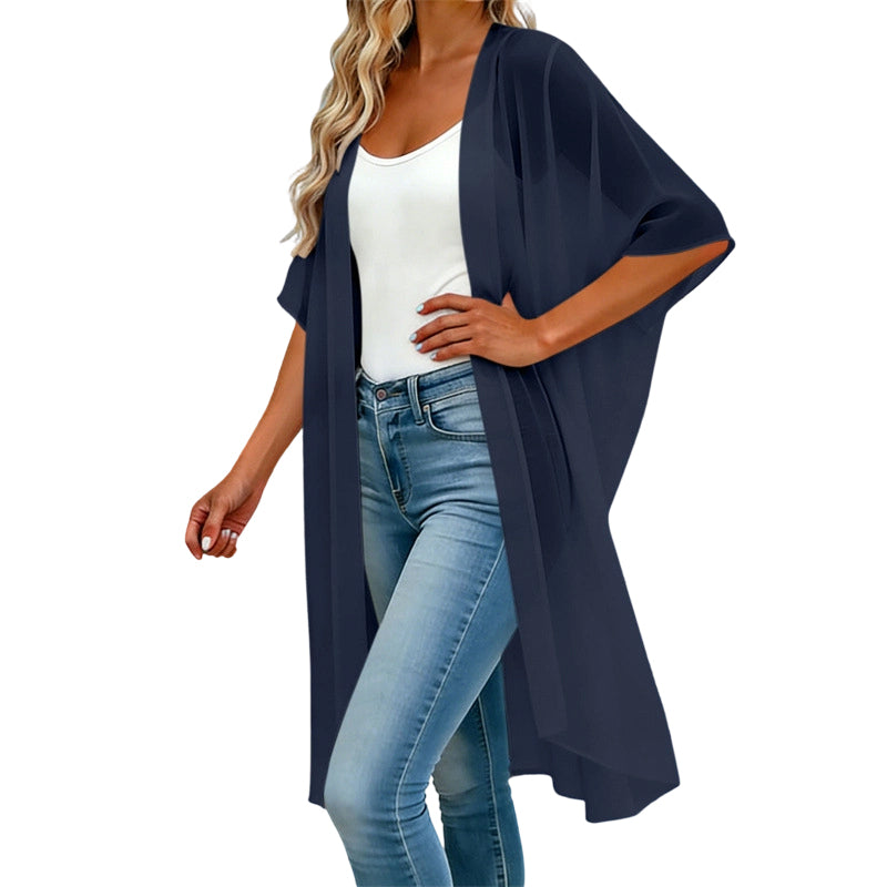 Lockeres, einfarbiges Überkleid für Damen mit quadratischem Ausschnitt und Schleife