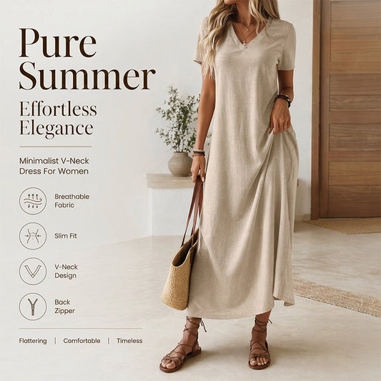Gluschwein - ⌛Zeitlich begrenztes Angebot – Damen Kurzarm V-Ausschnitt Maxikleid