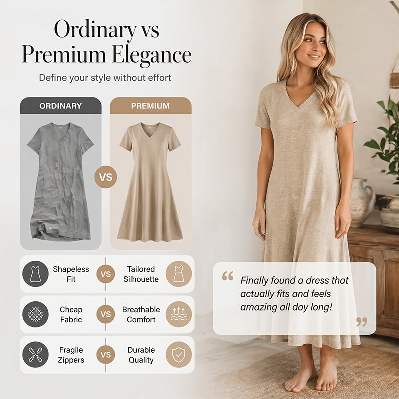 ⌛Zeitlich begrenztes Angebot – Damen Kurzarm V-Ausschnitt Maxikleid