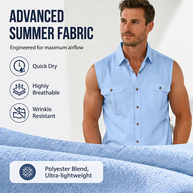 ⏰ Countdown läuft – 50% nur noch 3 Tage! Herren Sommer ärmelloses Button-Down-Hemd