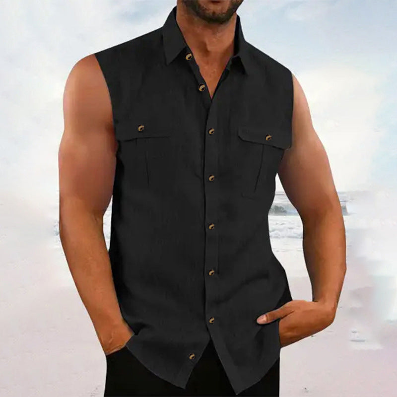 ⏰ Countdown läuft – 50% nur noch 3 Tage! Herren Sommer ärmelloses Button-Down-Hemd