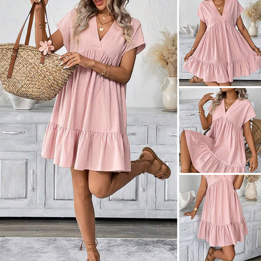 Gluschwein - ✨ 50% RABATT! 👗 Elegantes V-Ausschnitt Damenkleid – Locker, Figurumschmeichelnd & Angenehm Leicht für Jeden Anlass
