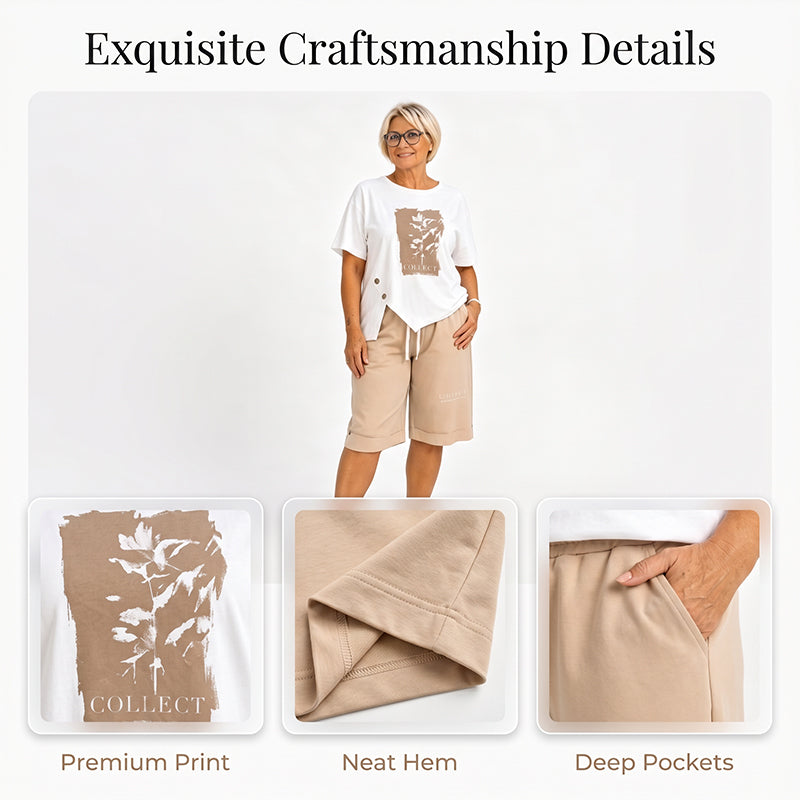 Damen lässiges zweiteiliges Sommer-Shorts-Set