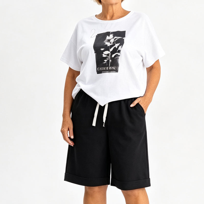 Damen lässiges zweiteiliges Sommer-Shorts-Set