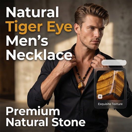 Gluschwein - 🕁50% RABATT JETZT🧁Herren Natürliche Tigerauge-Perlenkette – Stilvolles Energieheilstein-Schmuck für den Alltag & als Geschenk