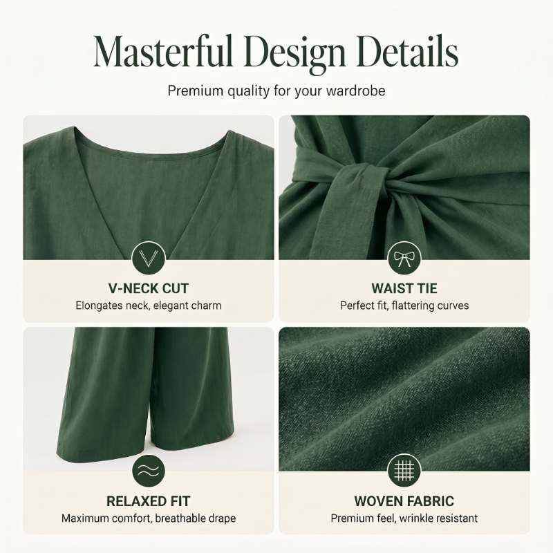 Damen-Set bestehend aus einem lässigen Oberteil, das an der Taille gebunden wird, und einer Hose mit weitem Bein