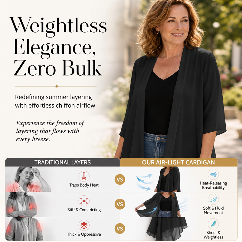 Damen leichter Chiffon-Cardigan mit offener Vorderseite