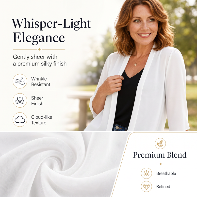 Damen leichter Chiffon-Cardigan mit offener Vorderseite