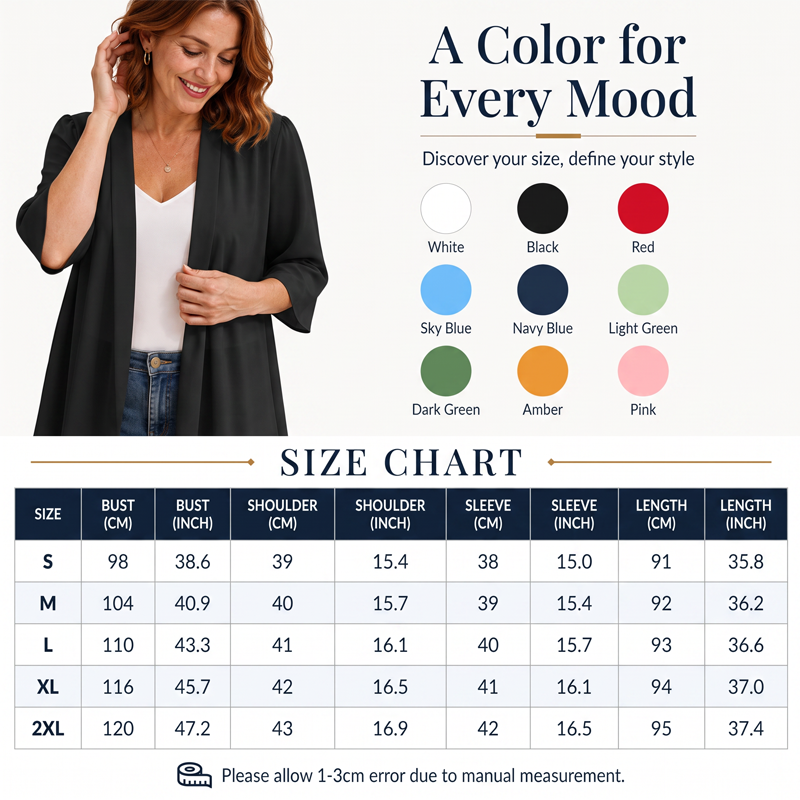 Damen leichter Chiffon-Cardigan mit offener Vorderseite
