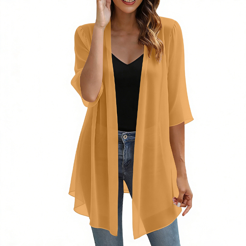 Damen leichter Chiffon-Cardigan mit offener Vorderseite