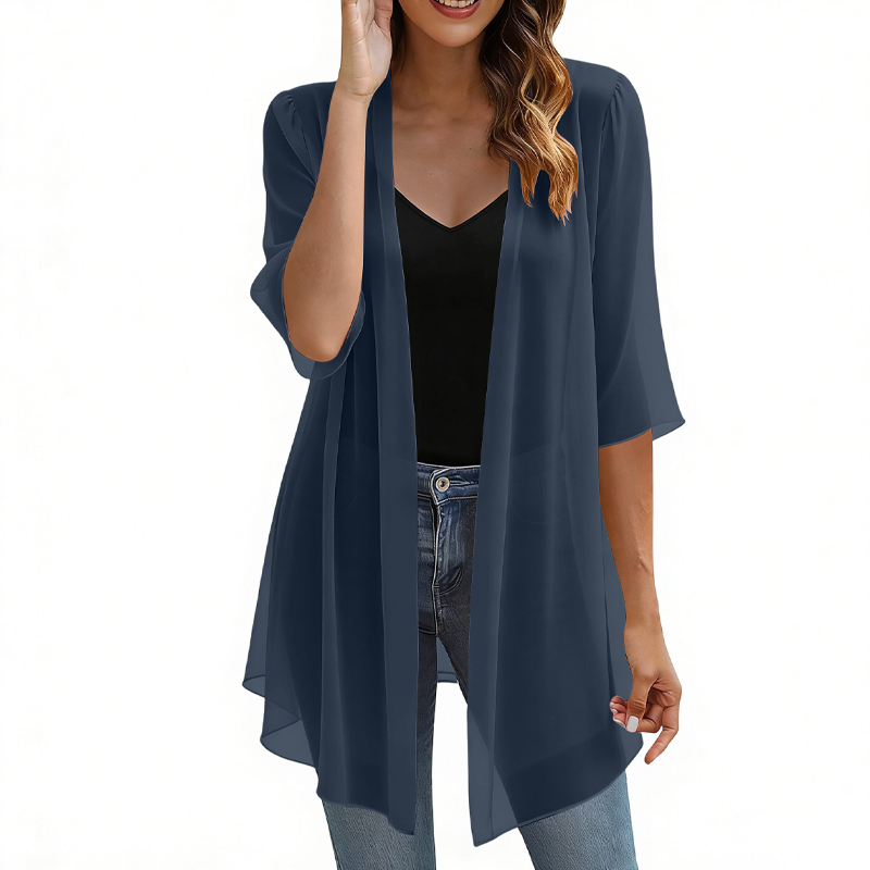 Damen leichter Chiffon-Cardigan mit offener Vorderseite
