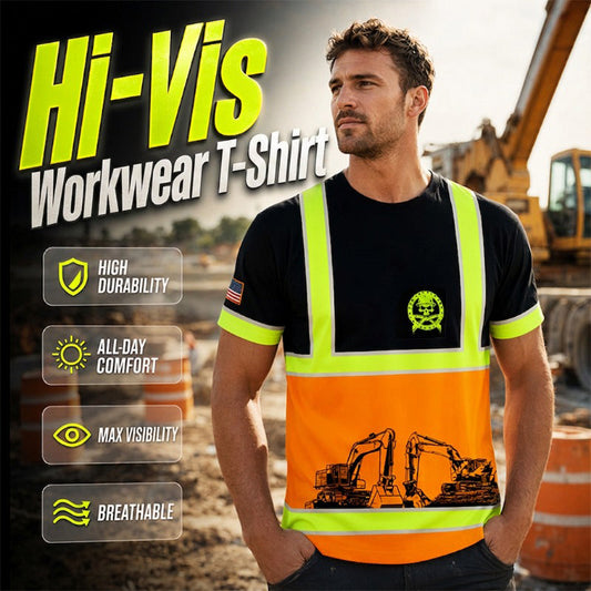 Gluschwein - ✨👷Warnschutz-Arbeits-T-Shirt mit hoher Sichtbarkeit