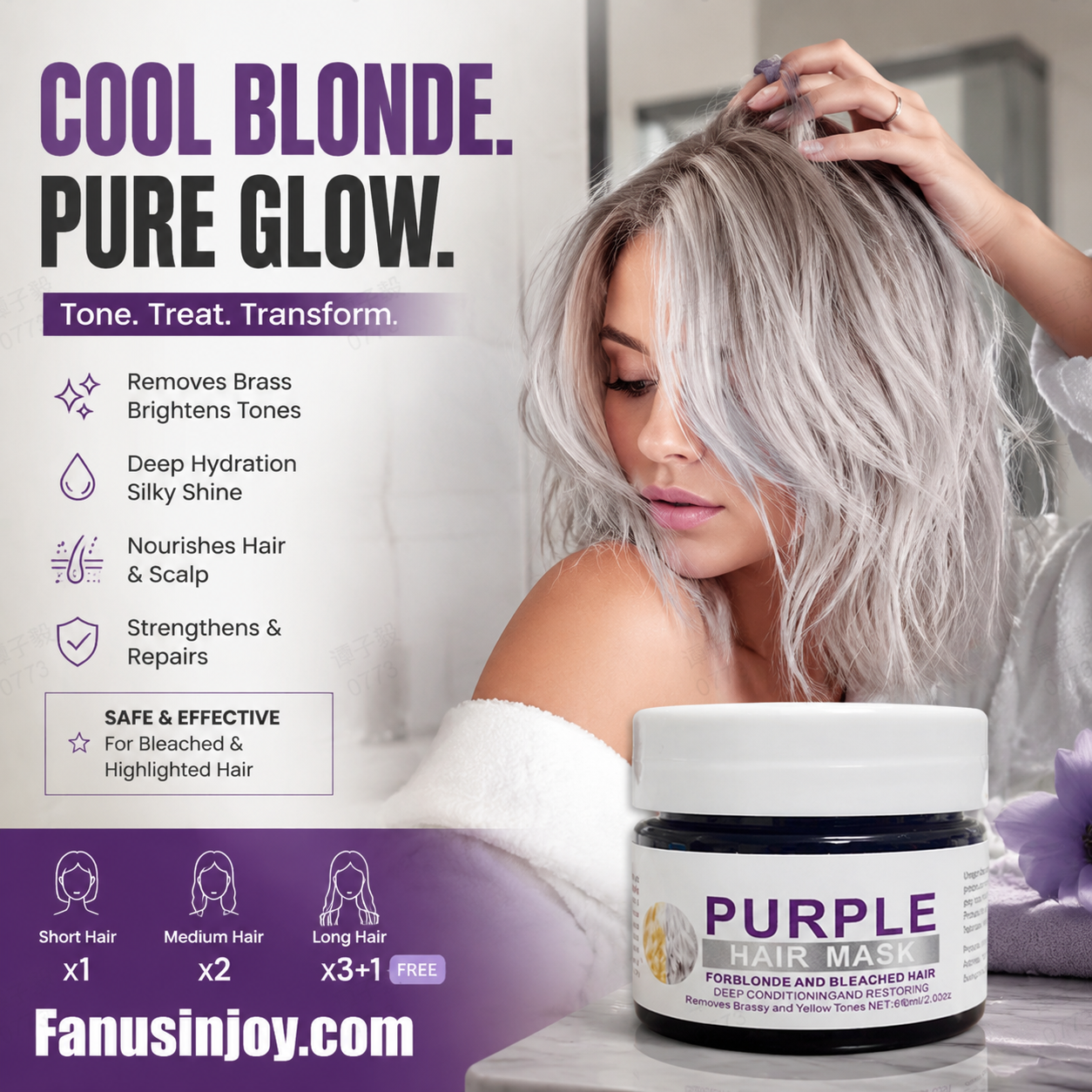 🎉 Nur für kurze Zeit: 50 % Rabatt! 🔥✨Feuchtigkeitsspendende, violette Haarmaske mit langanhaltendem Duft, Anti-Gelbstich-Intensivpflege für blondiertes Haar