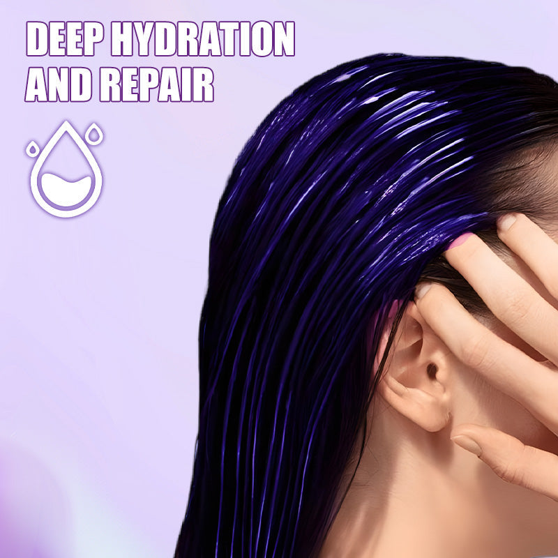 🎉 Nur für kurze Zeit: 50 % Rabatt! 🔥✨Feuchtigkeitsspendende, violette Haarmaske mit langanhaltendem Duft, Anti-Gelbstich-Intensivpflege für blondiertes Haar