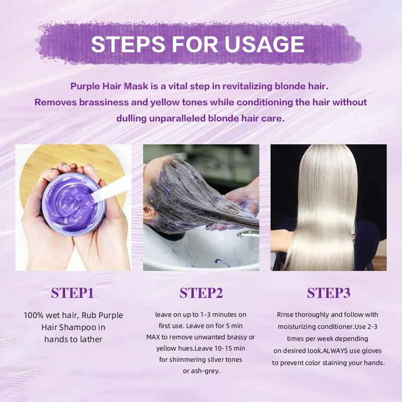 🎉 Nur für kurze Zeit: 50 % Rabatt! 🔥✨Feuchtigkeitsspendende, violette Haarmaske mit langanhaltendem Duft, Anti-Gelbstich-Intensivpflege für blondiertes Haar