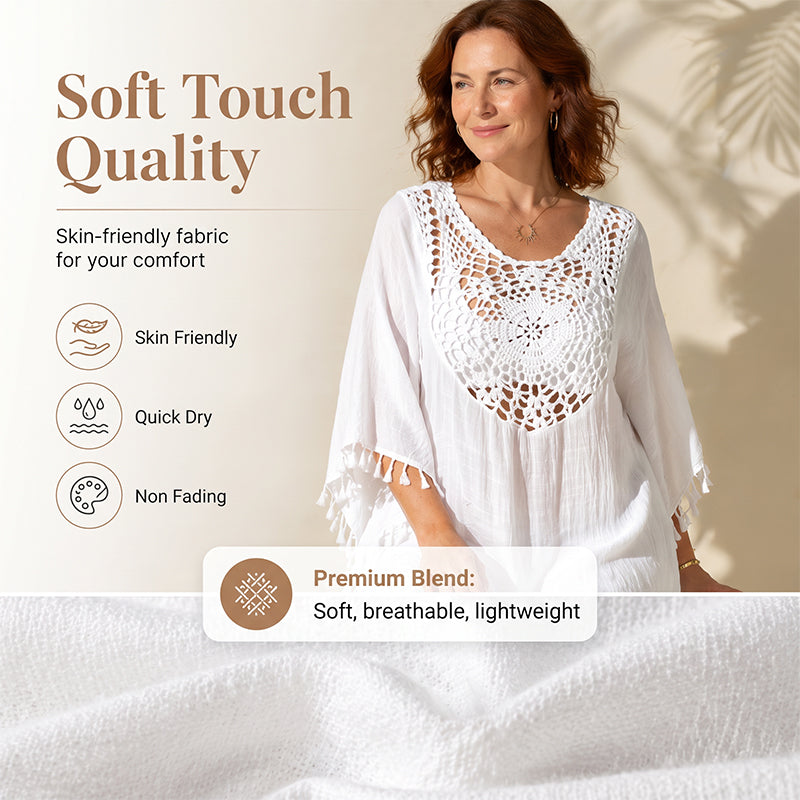 ⌛ 50 % Rabatt am letzten Tag🔥🔥 Strandpareo für Damen aus gehäkeltem Patchwork mit Quaste