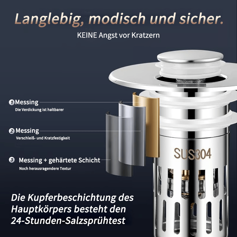 Universelles Pop-up-Ablaufsieb aus Edelstahl für Spülbecken