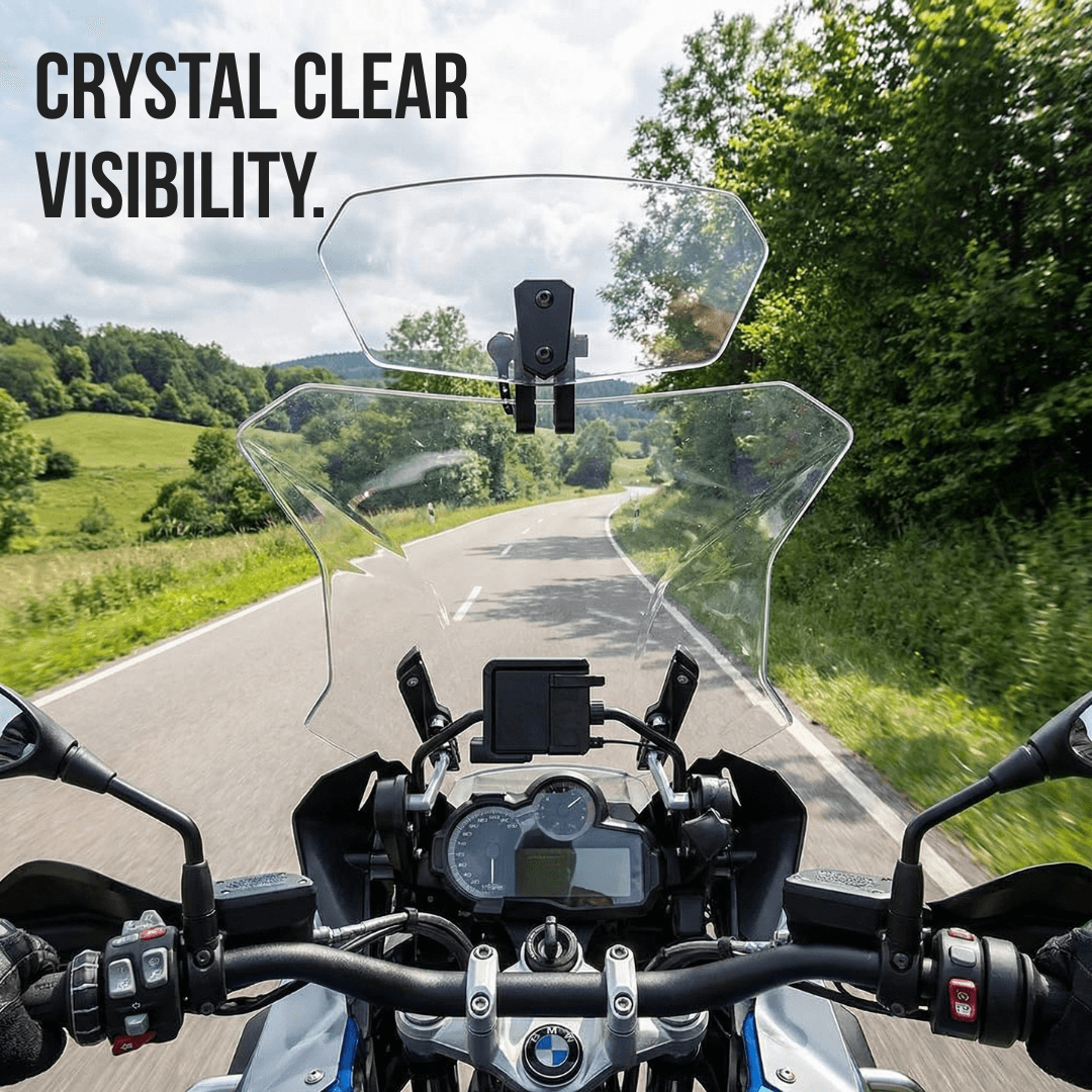 ❄️Summerfresh 50% Rabatt!🏍️Verstellbarer Motorrad-Windabweiser – Universeller Windschutzscheibenspoiler gegen Helmvibrationen, Windgeräusche und Turbulenzen