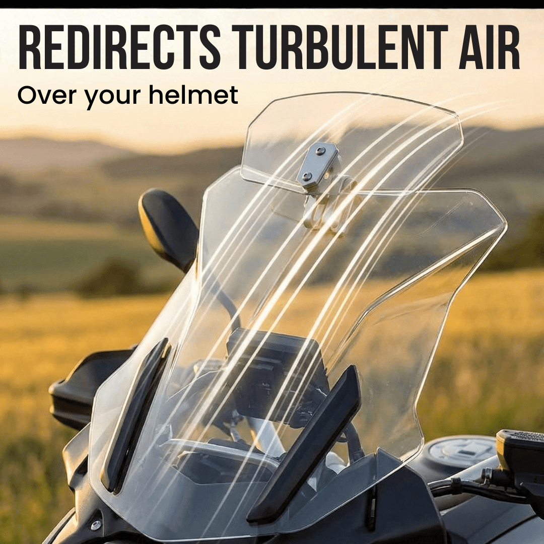 ❄️Summerfresh 50% Rabatt!🏍️Verstellbarer Motorrad-Windabweiser – Universeller Windschutzscheibenspoiler gegen Helmvibrationen, Windgeräusche und Turbulenzen