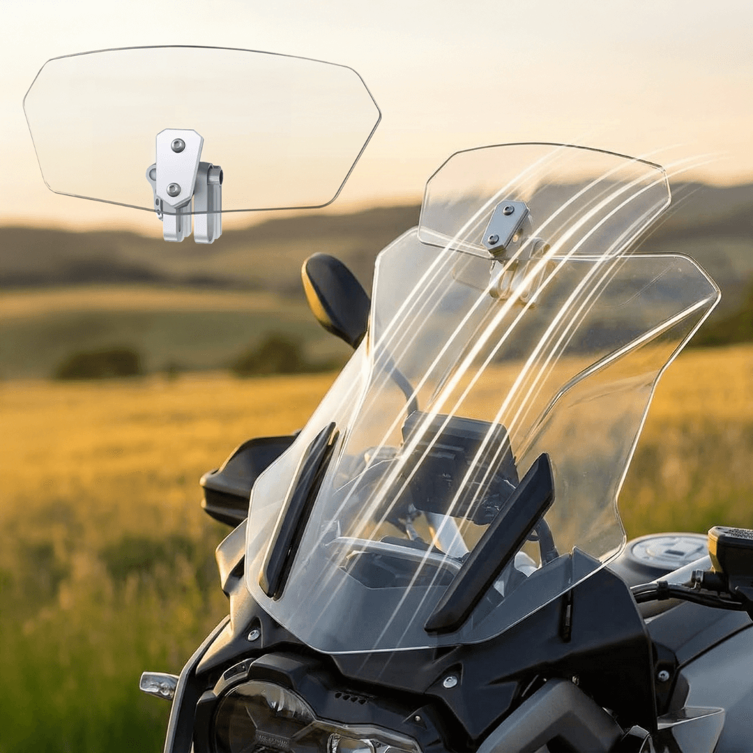 ❄️Summerfresh 50% Rabatt!🏍️Verstellbarer Motorrad-Windabweiser – Universeller Windschutzscheibenspoiler gegen Helmvibrationen, Windgeräusche und Turbulenzen