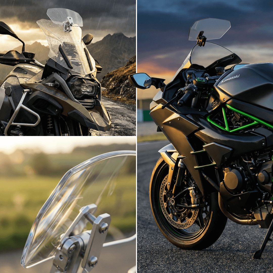 ❄️Summerfresh 50% Rabatt!🏍️Verstellbarer Motorrad-Windabweiser – Universeller Windschutzscheibenspoiler gegen Helmvibrationen, Windgeräusche und Turbulenzen