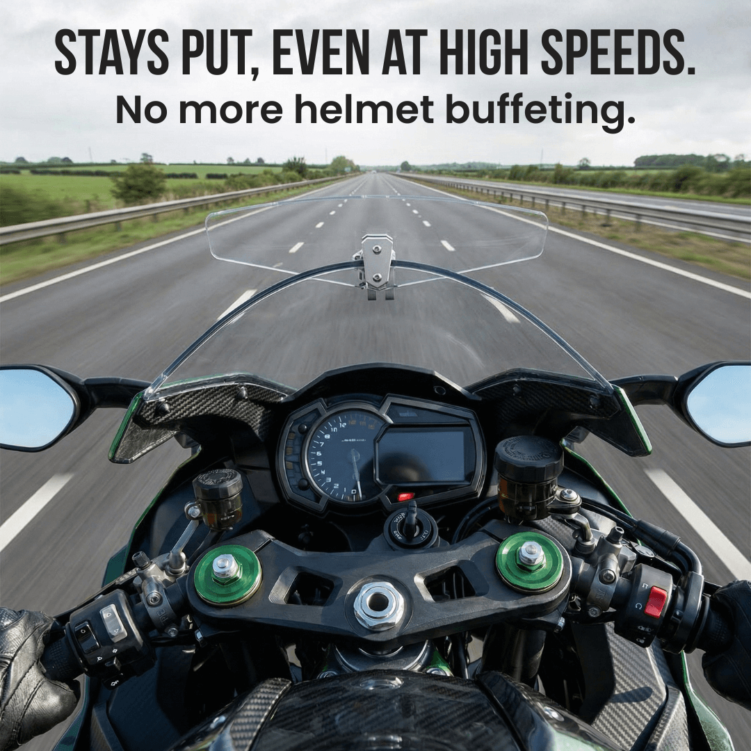 ❄️Summerfresh 50% Rabatt!🏍️Verstellbarer Motorrad-Windabweiser – Universeller Windschutzscheibenspoiler gegen Helmvibrationen, Windgeräusche und Turbulenzen