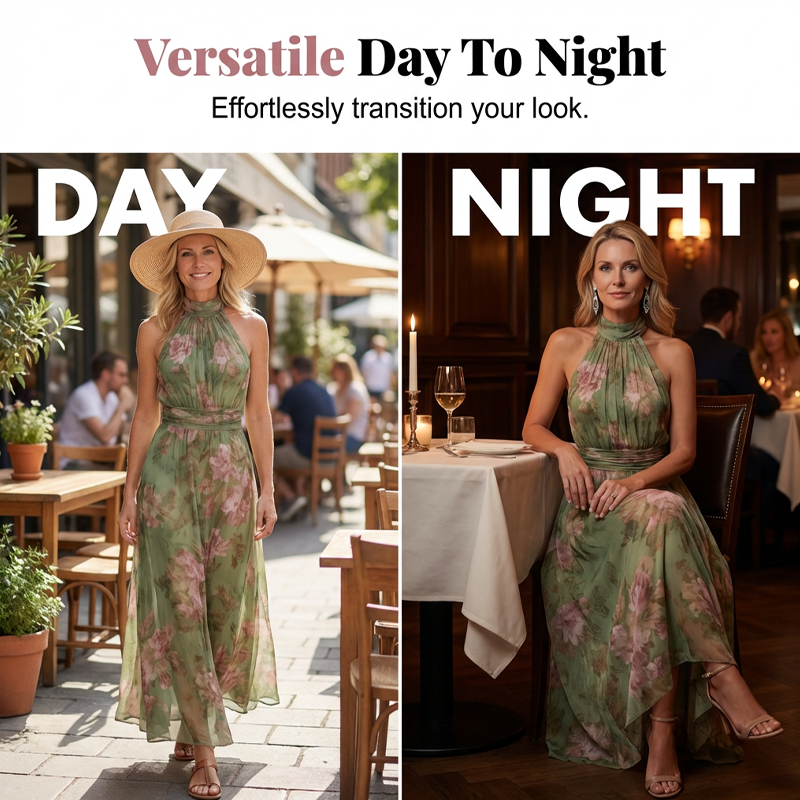 🌴 Sommerkollektion: 50 % Rabatt👗 Elegantes Maxi-Kleid mit Blumendruck & Neckholder – Fließender Stoff, figurschmeichelnd & Boho-Stil – Ideal für Sommer, Urlaub & warme Abende ☀️