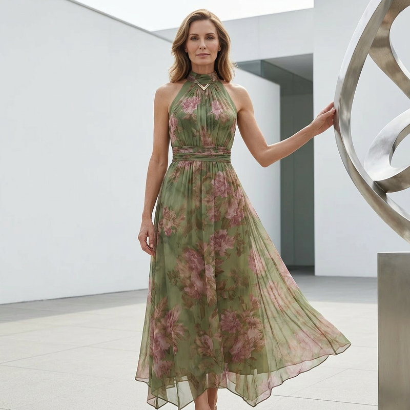 🌴 Sommerkollektion: 50 % Rabatt👗 Elegantes Maxi-Kleid mit Blumendruck & Neckholder – Fließender Stoff, figurschmeichelnd & Boho-Stil – Ideal für Sommer, Urlaub & warme Abende ☀️