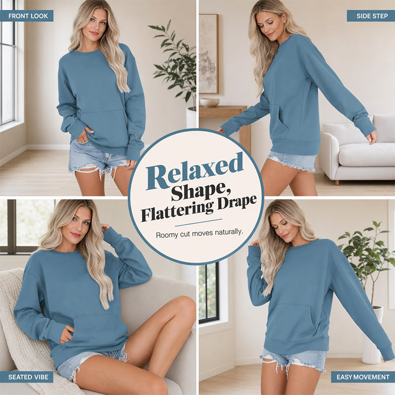 Damen Lässiges Oversized Rundhals-Sweatshirt