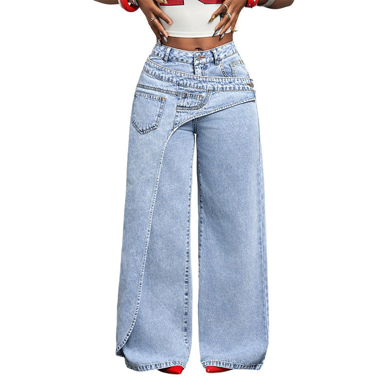 👖 50% RABATT! ⌛ Damen asymmetrische Weitbein-Jeans – Moderne Passform, bequem & vielseitig – Ideal für Alltag & trendige Looks ✨