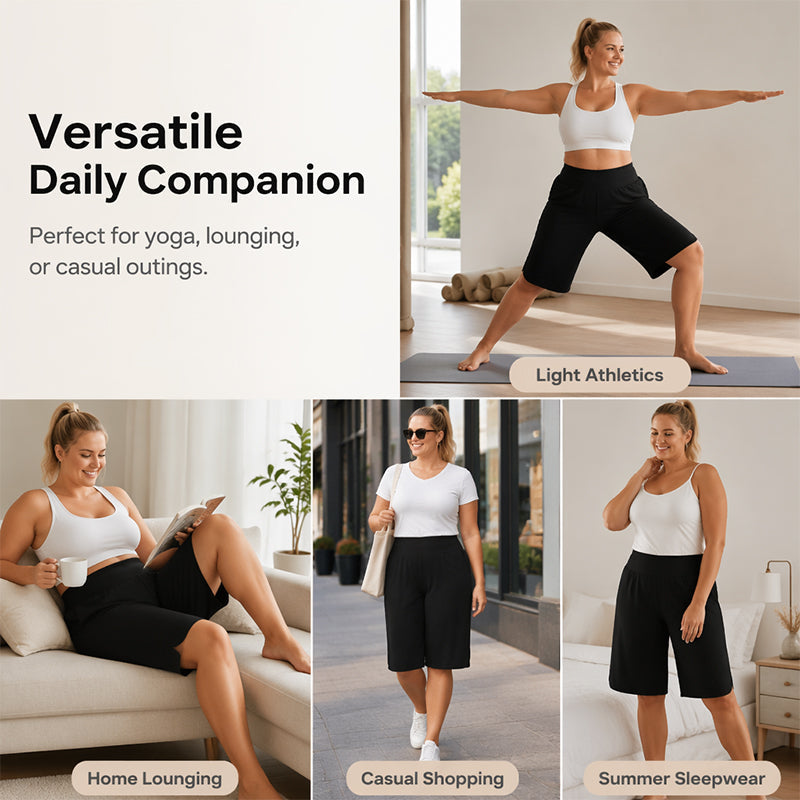 📢📢50% RABATT !!⏰Damen Lässige Weite-Bein Knielange Shorts