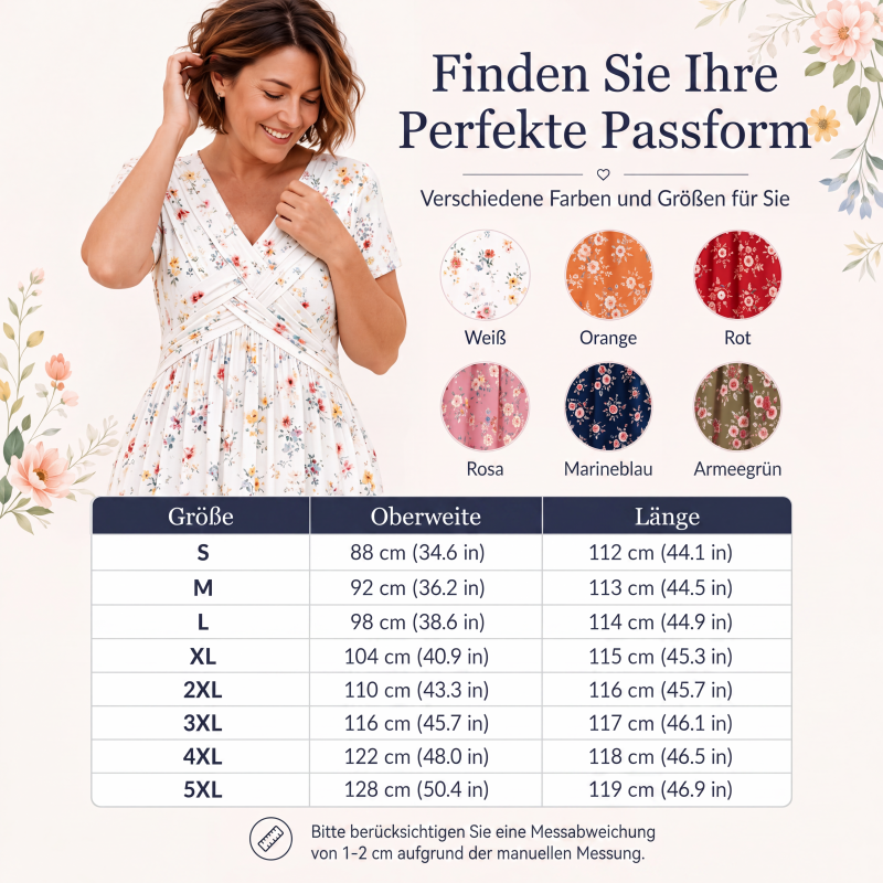 Gluschwein - 🌸🔥50% RABATT!🔥🔥Blumiges V-Ausschnitt-Kleid mit Taillendrehung – elegant und lässig für jeden Anlass