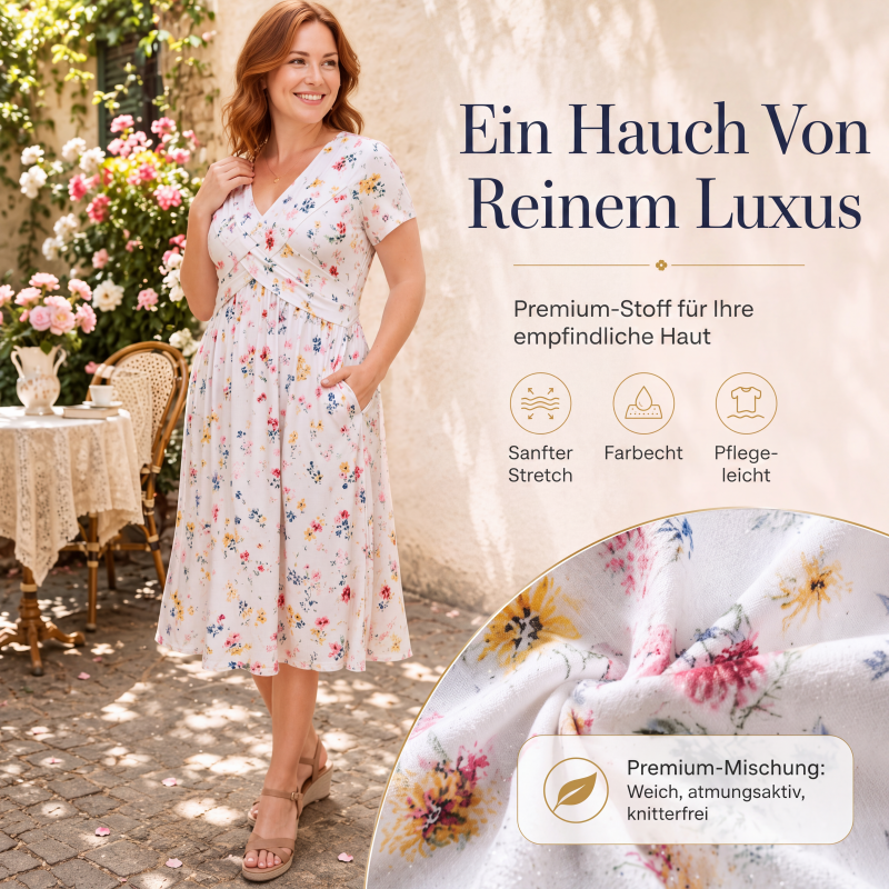 Gluschwein - 🌸🔥50% RABATT!🔥🔥Blumiges V-Ausschnitt-Kleid mit Taillendrehung – elegant und lässig für jeden Anlass
