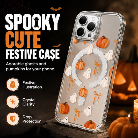 Gluschwein - 🎃 Süßes Halloween-Transparent-Case – Geister-Print, stoßfest ✅