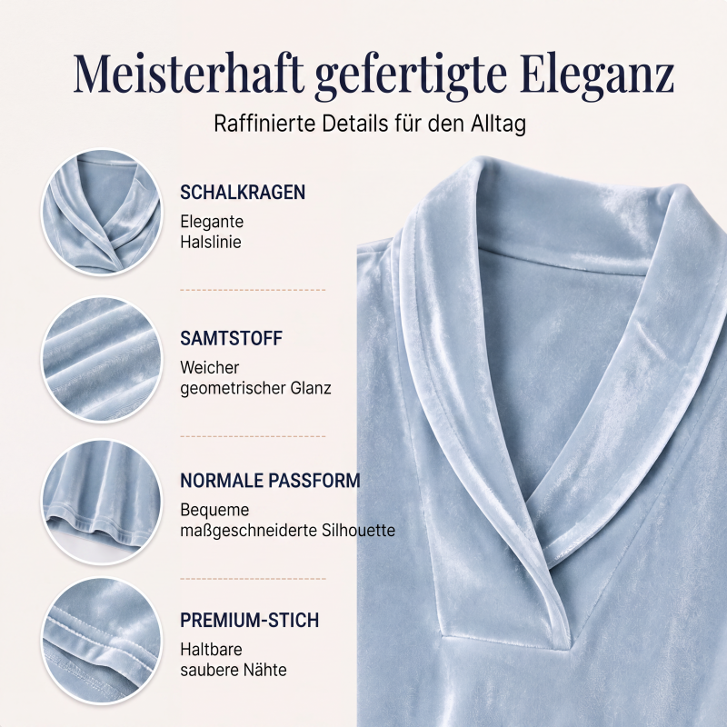 🌸 V-Ausschnitt-Samtbluse – Leichter Samt, zeitloses Design & vielseitig kombinierbar – Ideal für warme Tage & stilvolle Stunden