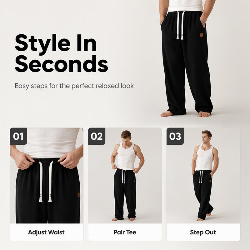 Gluschwein - 👖💨 Herren Casual Weite Bein Jogginghose – 50% RABATT! Weiches Gewebe, entspannter Schnitt, verstellbarer Bund – Streetwear-Komfort für jeden Tag. 💪