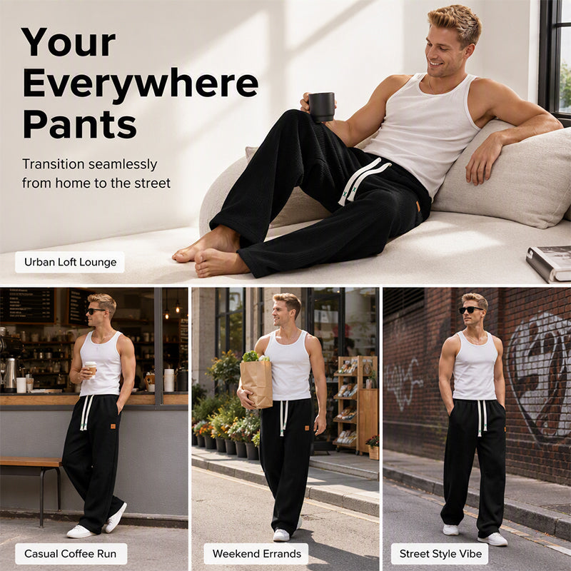 Gluschwein - 👖💨 Herren Casual Weite Bein Jogginghose – 50% RABATT! Weiches Gewebe, entspannter Schnitt, verstellbarer Bund – Streetwear-Komfort für jeden Tag. 💪