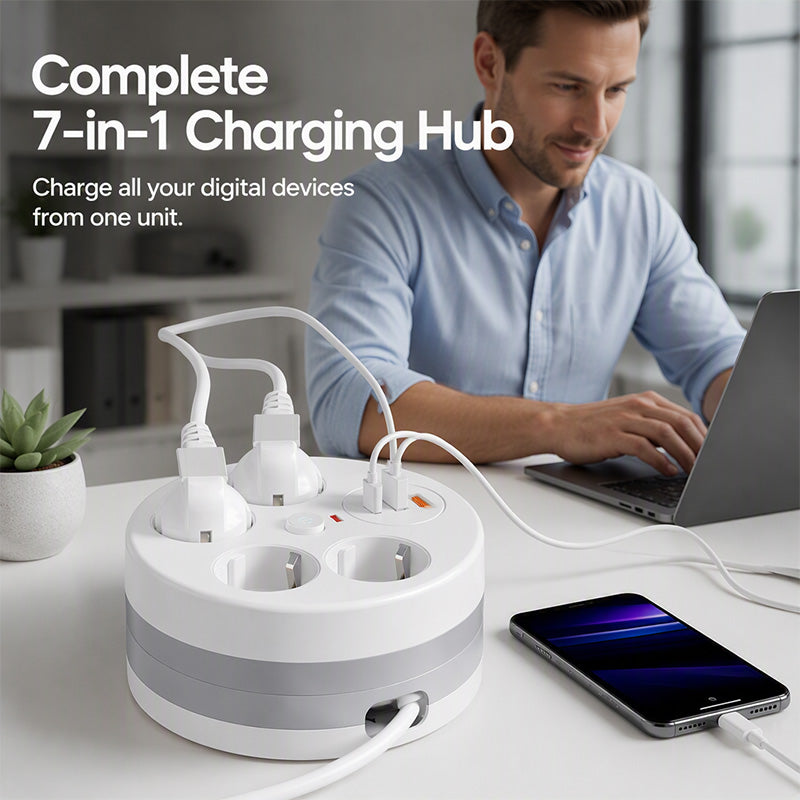 🔌 Limitierte Aktion – 50% RABATT! ⚡ Steckdosenleiste mit Kabelaufroller – 4-fach, USB-Anschlüsse & 2,8 m einziehbares Kabel – Perfekte Ordnung für Zuhause & Büro ✨